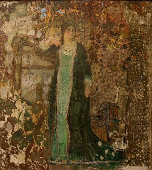 Harpist, Portrait of Tatiana Sergeevna Bartseva (1886-1984), 1908.