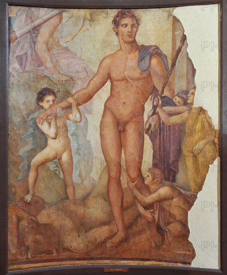 Theseus the Liberator. Ancient Roman fresco from Herculaneum Basilica.