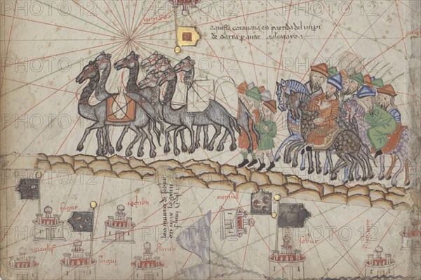 Caravan on the Silk Road. Detail from the Catalan Atlas.