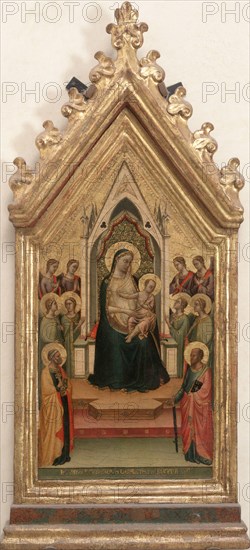 Madonna and Child with eight Angels and Saints Peter and Paul.