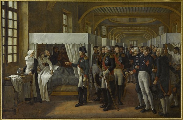 Napoleon I visiting the infirmary of Les Invalides, February 11, 1808.