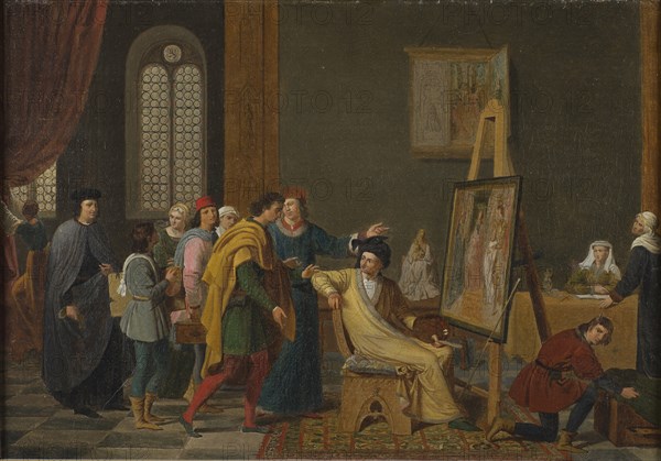 Antonello da Messina in the studio of Jan van Eyck.