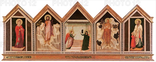 The Annunciationwith Saints Reparata, John the Baptist, Mary Magdalene and Nicholas. From the Polypt