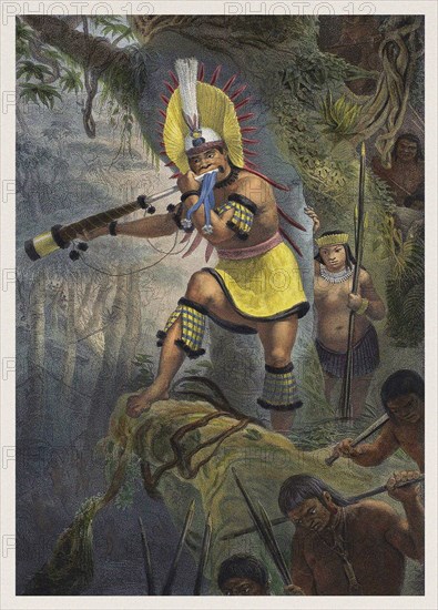 Battle signal of the Coroados (Bororo). Illustration from Voyage pittoresque et historique au Brésil