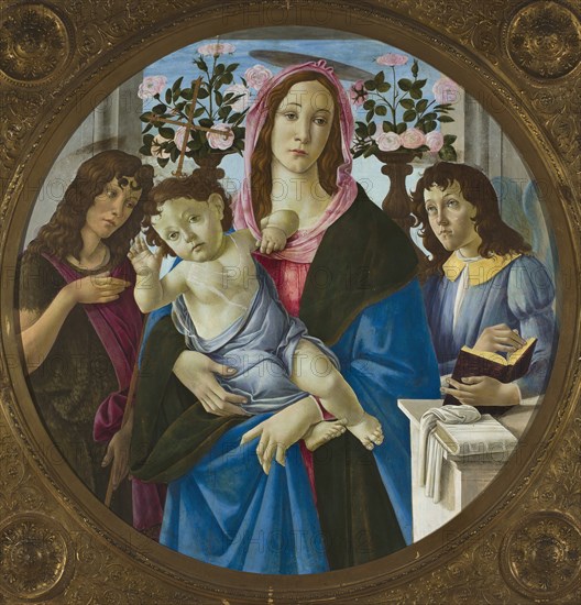 Madonna and Child with Saint John the Baptist and an angel.