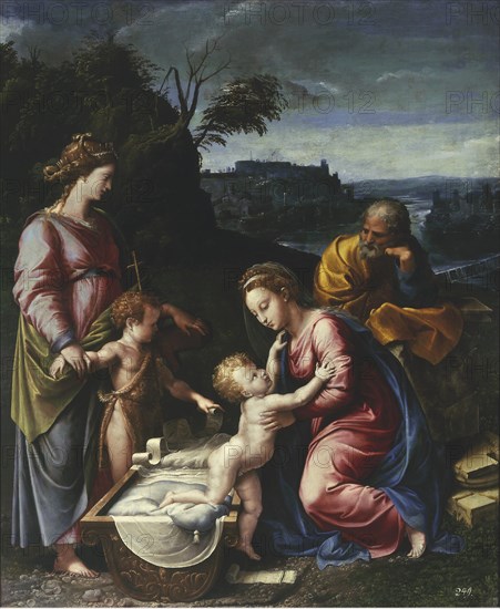 The Holy Family with the young John the Baptist and Saint Catherine.