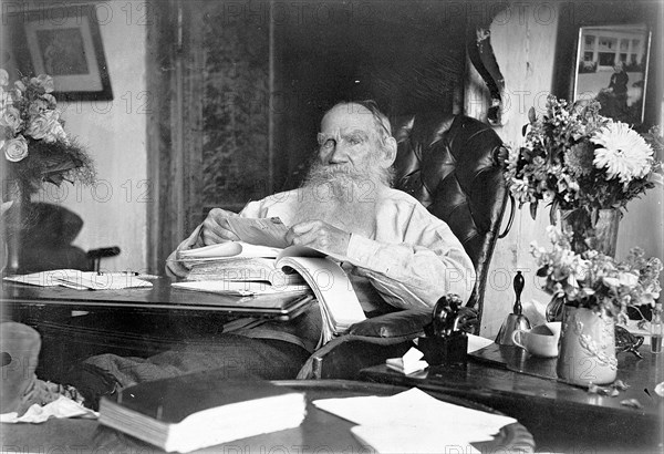 Portrait of the author Count Lev Nikolayevich Tolstoy (1828-1910) on 80th birthday.