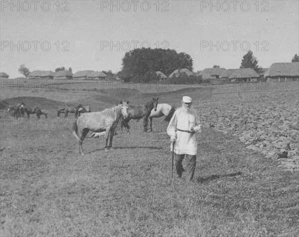 Count Lev Nikolayevich Tolstoy walking.