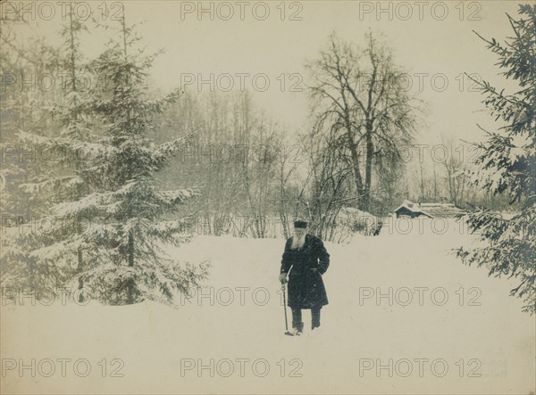 Count Lev Nikolayevich Tolstoy walking.