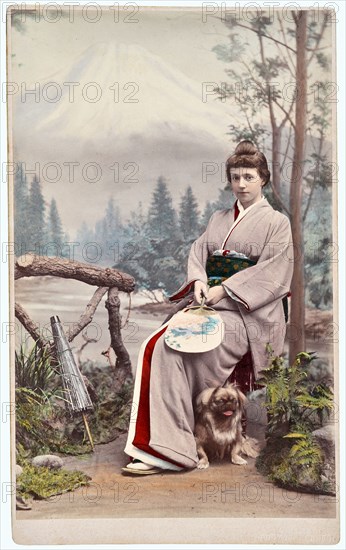 Infanta Adelgundes of Braganza (1858-1946) in Japanese clothing.