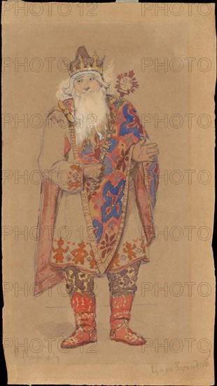 Tsar Berendey. Costume design for the theatre play Snow Maiden by Alexander Ostrovsky.