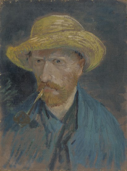 Self-Portrait with Straw Hat and Pipe.