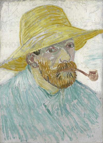 Self-Portrait with Straw Hat and Pipe.