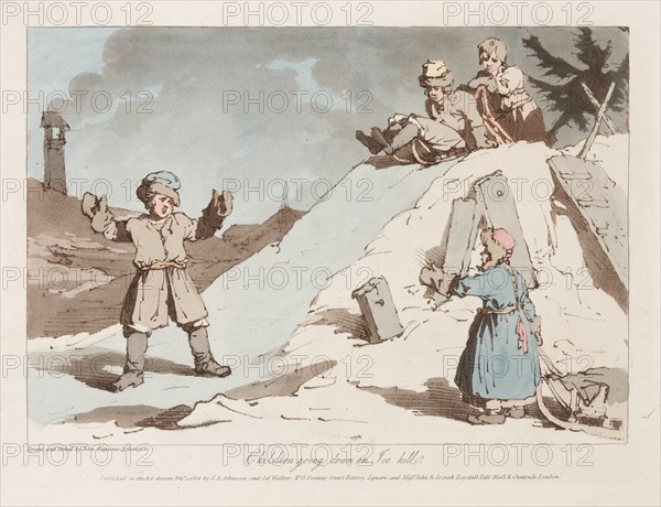 Children going down an Ice Hill.