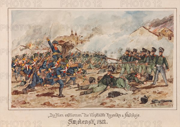 Polish forces storm the suburbs of Smolensk in 1812.