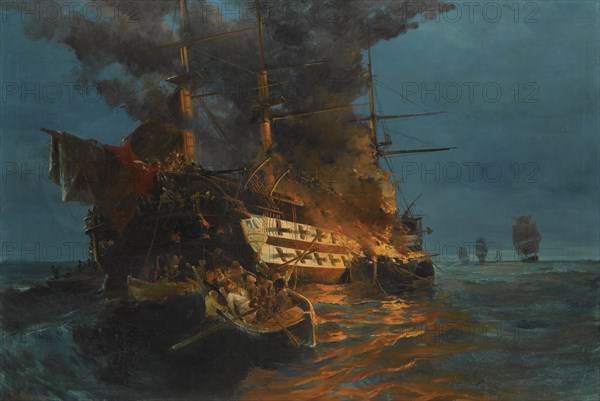 The Burning of the Ottoman frigate.