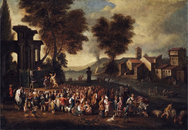 Commedia dell'arte Scene in an Italian Landscape.