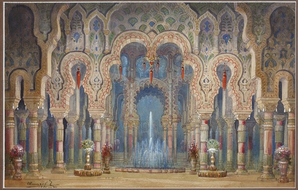 Stage design for the opera Ruslan and Lyudmila by M. Glinka.