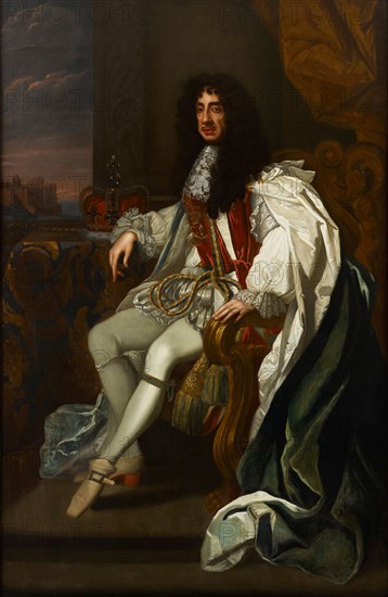 Portrait of Charles II of England (1630-1685), in the robes of the Order of the Garter.