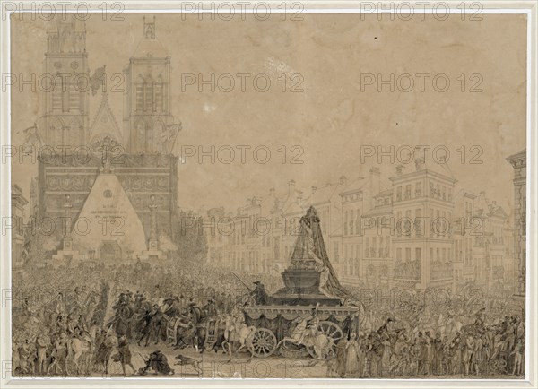 Arrival of the funeral procession with the remains of Louis XVI and Marie-Antoinette in Saint-Denis