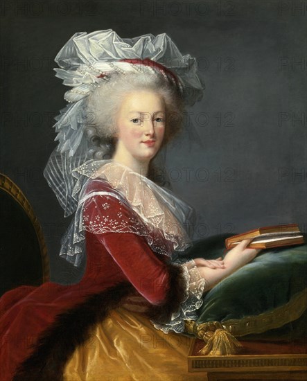 Marie Antoinette with a book.