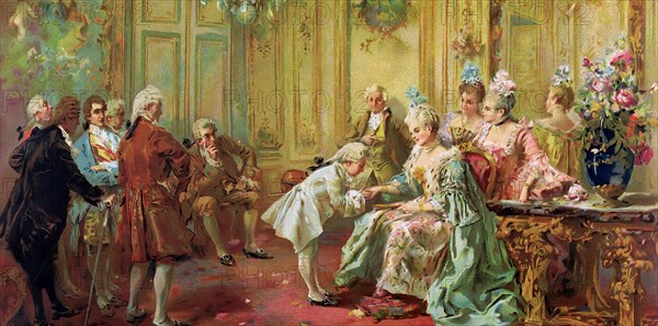 The presentation of the young Mozart to Mme de Pompadour at Versailles in 1763.