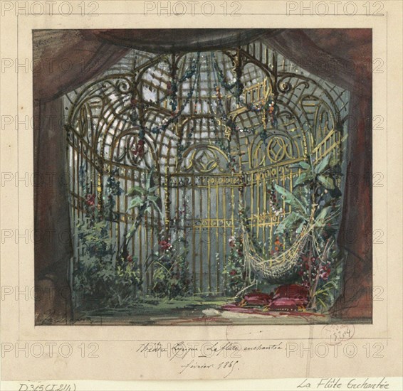 Stage design for the opera Die Zauberflöte by Wolfgang Amadeus Mozart, Théâtre Lyrique in Paris.