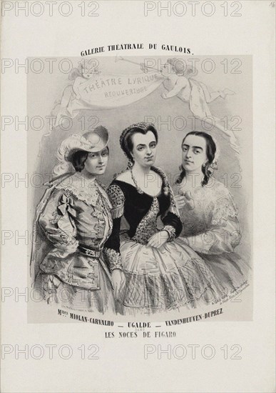 Caroline Miolan-Carvalho, Delphine Ugalde and Caroline Duprez in Le Nozze di Figaro by Wolfgang Am