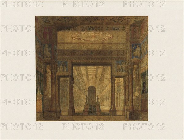 Set design for opera Les Mystères d'Isis by Wolfgang Amadeus Mozart.