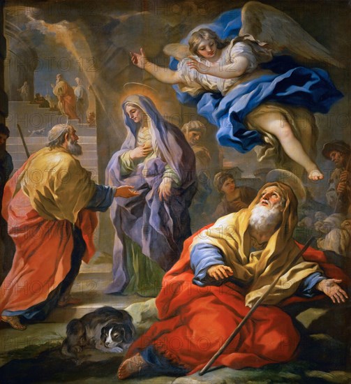 Joachim Receiving the Promise, and Meeting of Saints Joachim and Anne at the Golden Gate.