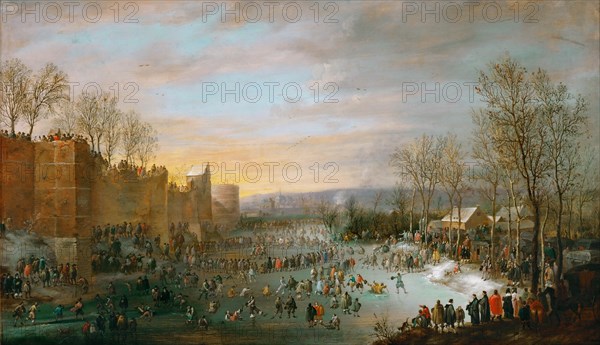 Ice Skating on the Stadtgraben in Brussels.