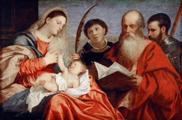 The Virgin and Child with Saints Stephen, Jerome and Maurice.