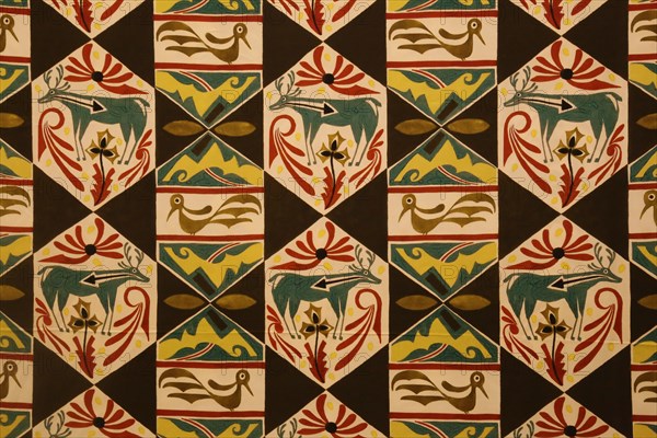 Textile design with American Indian motifs, ca 1923.