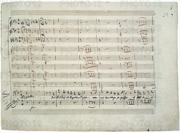 The autograph manuscript: The Magic Flute. Act I aria This portrait is enchantingly beautiful...,