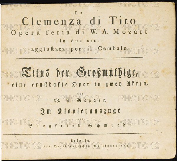 La clemenza di Tito. The first edition of the vocal score, 1795.