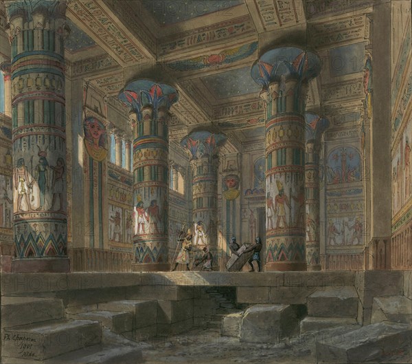 Set design for opera Aida by Giuseppe Verdi. Paris, Théâtre national de l'Opéra, 1880.