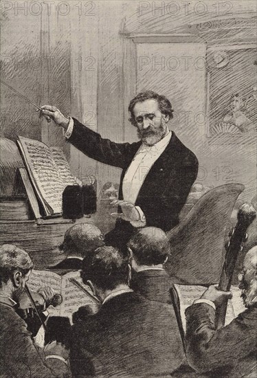 Giuseppe Verdi conducting the Paris Opera premiere of Aida at the Palais Garnier on 22 March 1880, 1