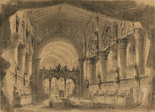 Set design for opera Macbeth by Giuseppe Verdi. Paris, Théâtre-Lyrique, 21.04.1865, 1865.