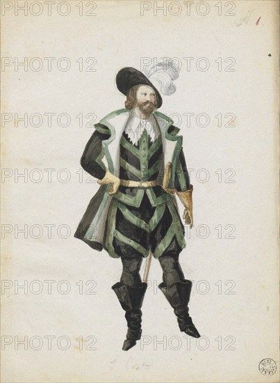 Costume design for the opera Louise Miller by Giuseppe Verdi, Paris Opéra, 02.02.1853, 1853.
