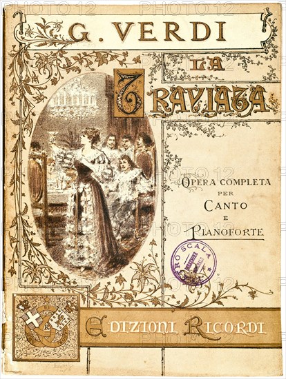 Cover of the vocal score of opera La Traviata by Giuseppe Verdi, 1853.