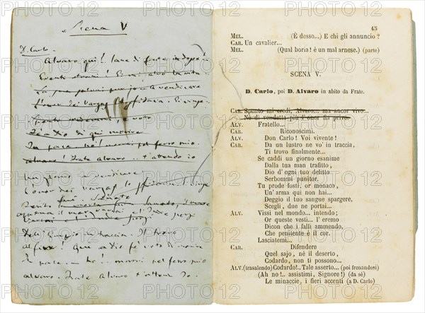 Libretto of the opera La forza del destino by F. M. Piave, revised by the composer, 1863.