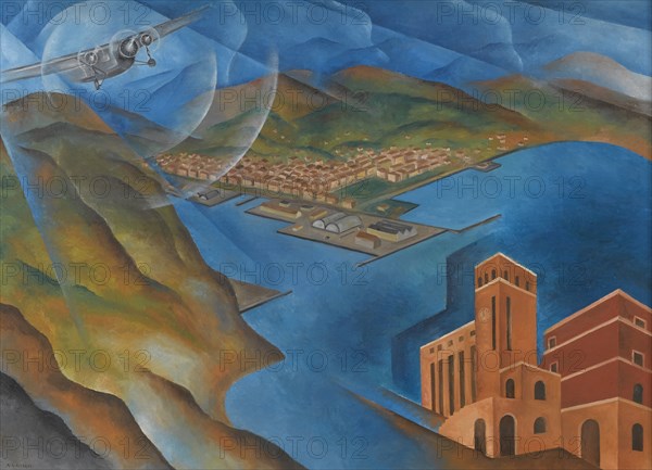 Allegoria del Golfo e del Palazzo delle Poste di La Spezia, ca 1933.