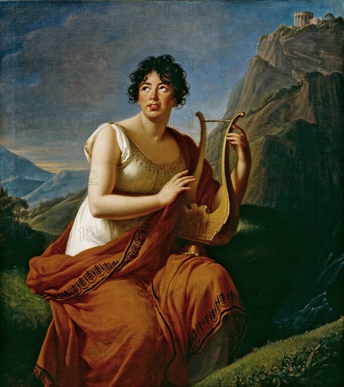 Portrait of the author Baronne Anne Louise Germaine de Staël (1766-1817) as Corinne on Cape Misenum,