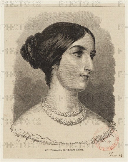 Portrait of the operatic soprano Erminia Frezzolini (1818-1884), 1840s.