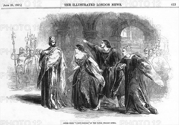 I due Foscari (The Two Foscari). Opera in three acts by Giuseppe Verdi, London, 1847, 1847.