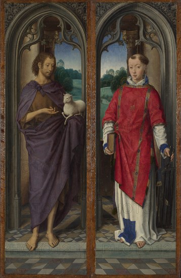 Saint John the Baptist and Saint Lawrence (Panels of the Pagagnotti Triptych), c. 1480.