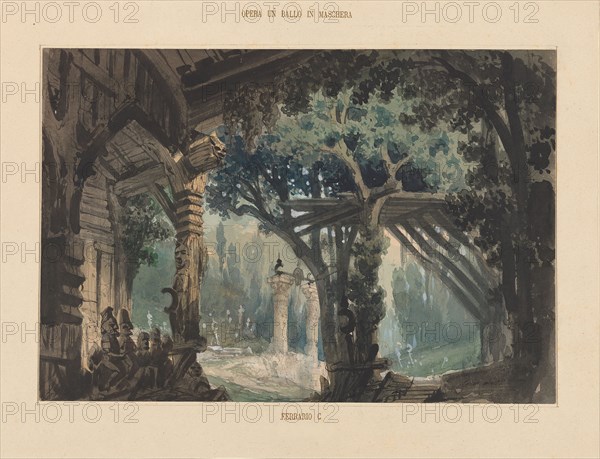 Set design for opera Un ballo in maschera by Giuseppe Verdi.