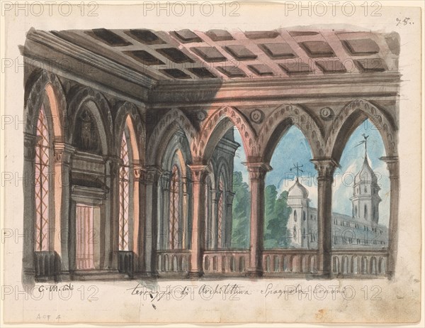 Set design for the Opera Ernani by Giuseppe Verdi.