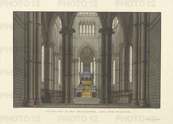 Stage design for the tragedy The Bride of Messina by Friedrich Schiller, 1824.