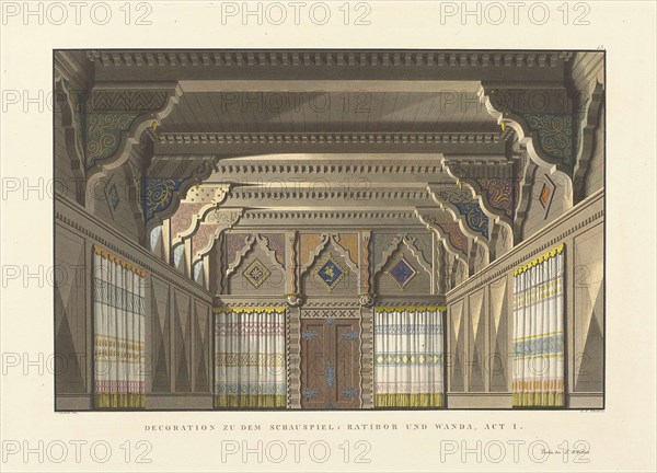 Stage design for the play Ratibor and Wanda by Konrad Levezow, 1824.